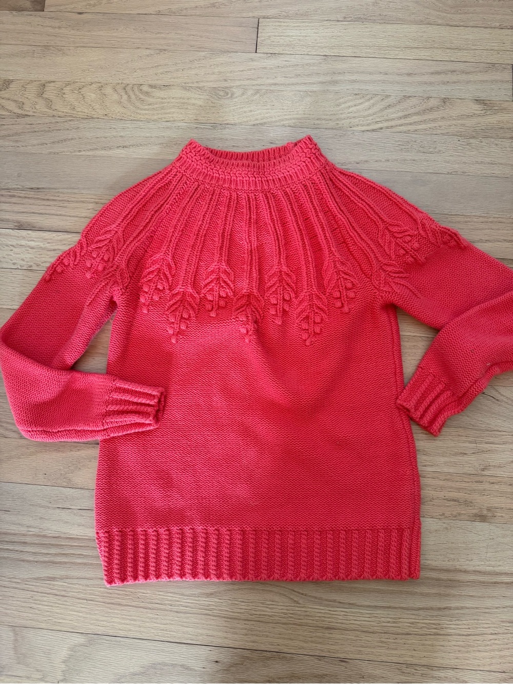 Talbots XS Coral Red Chunk Knit Cotton Blend Sweater